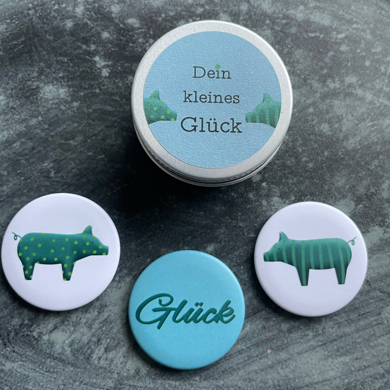 Dein kleines Glück, Schraubdeckeldose mit Magnetbuttons